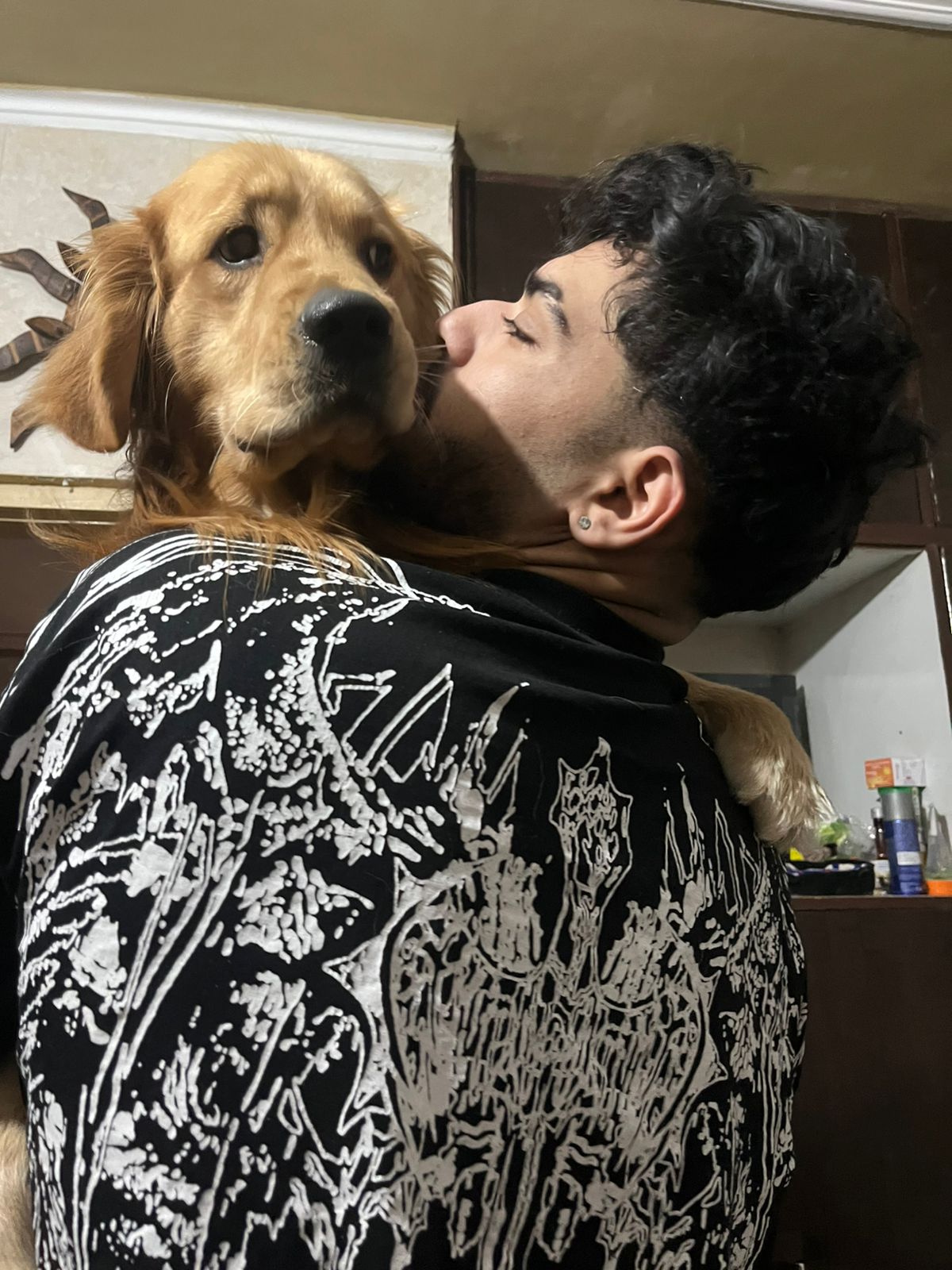 Dog parent with their happy pet