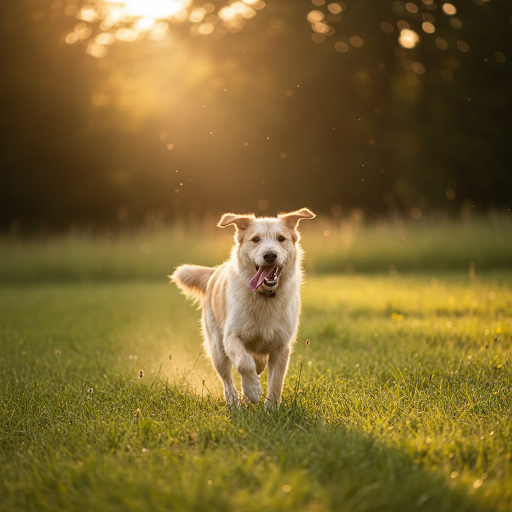 Happy healthy dog running